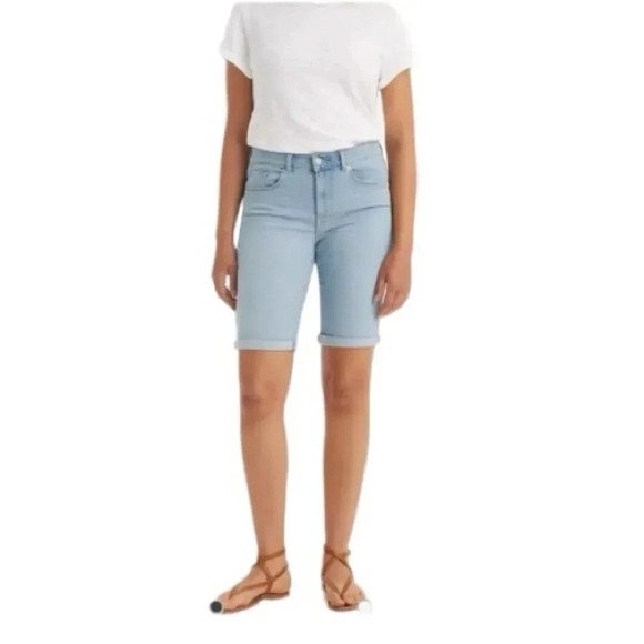 Levi’s Blue Classic Bermuda Shorts Denim Jeans Single Lady Skinny Slimming 30 - Picture 1 of 14